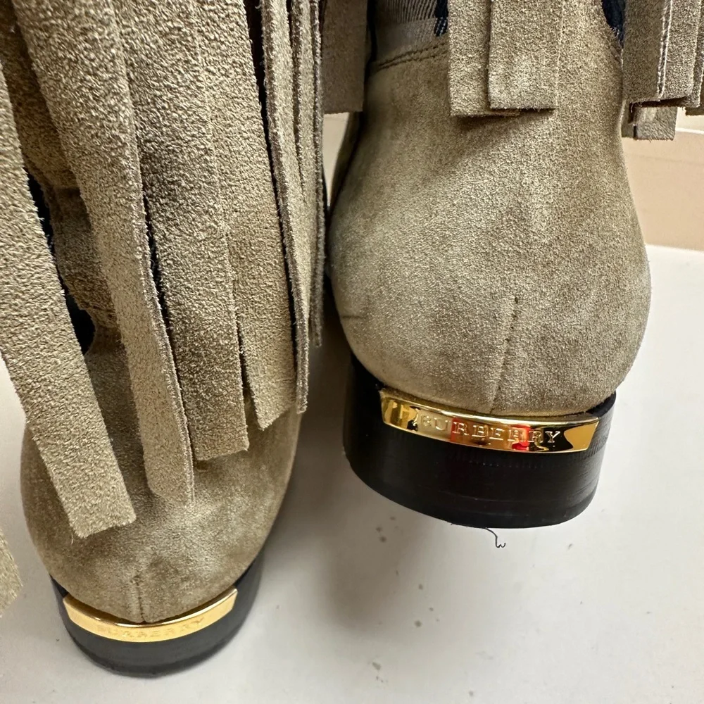 Exploded Check Pattern Suede Boots - Picture 6 of 8